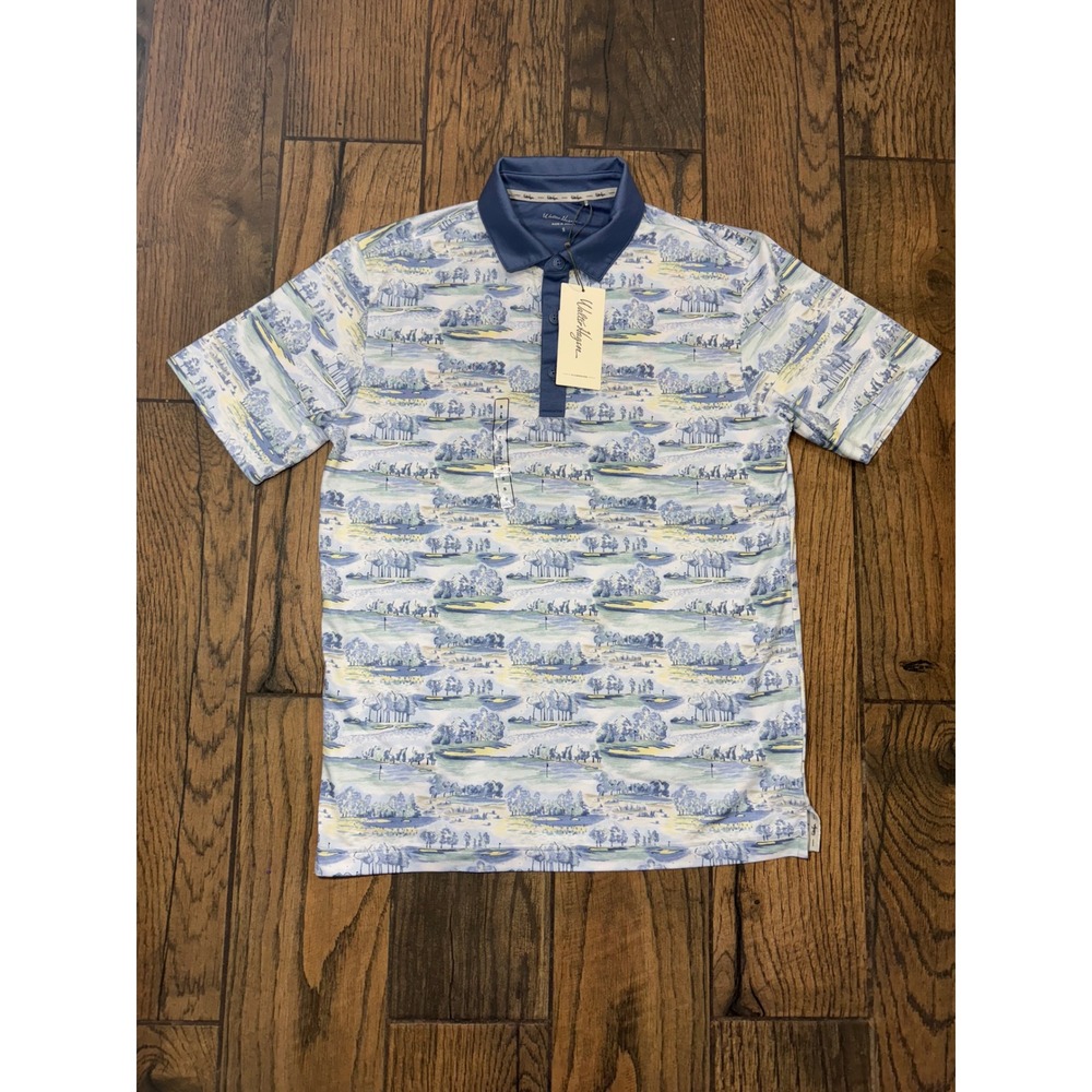 Walter Hagen Clubhouse‎  Polo Mens Golf White Blue Landscape Breathable S